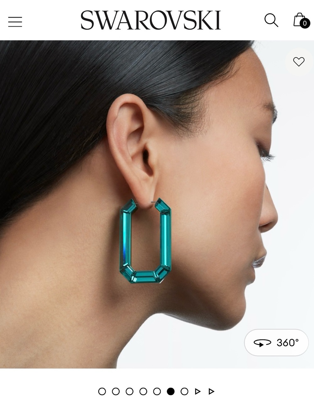 Swarovski Lucent Green/Teal Crystal Geometric Hoop Earrings